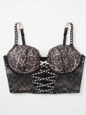 Victoria’s Secret Lace Corset Bustier Top Black S DD NWT Coquette.
